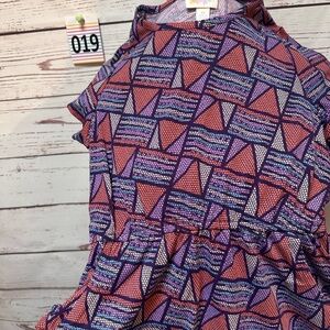 LuLaRoe Kids Dress with Geometric Patterns in Purple and Pink with POCKETS!